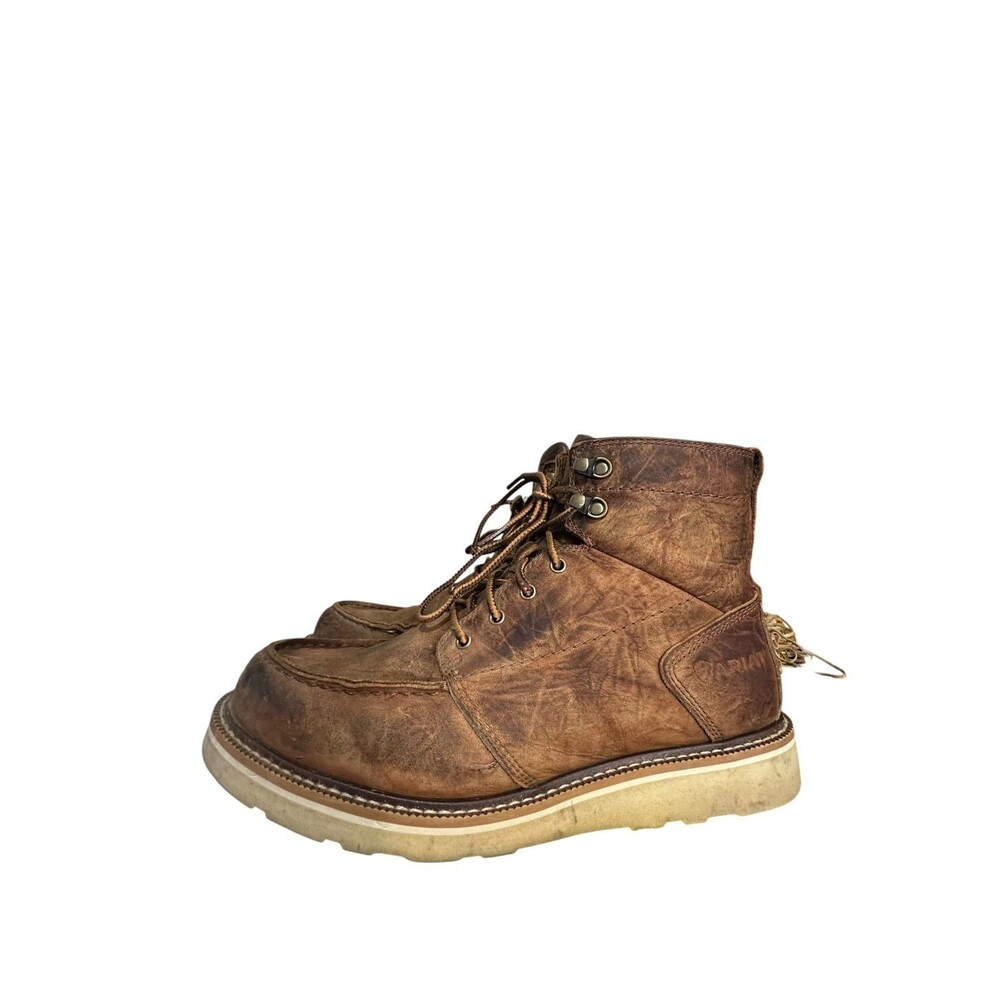 Ariat Mens Brown Brown Leather Lace-Up Recon Moc Toe Boot Size US 12 EE Soft Toe